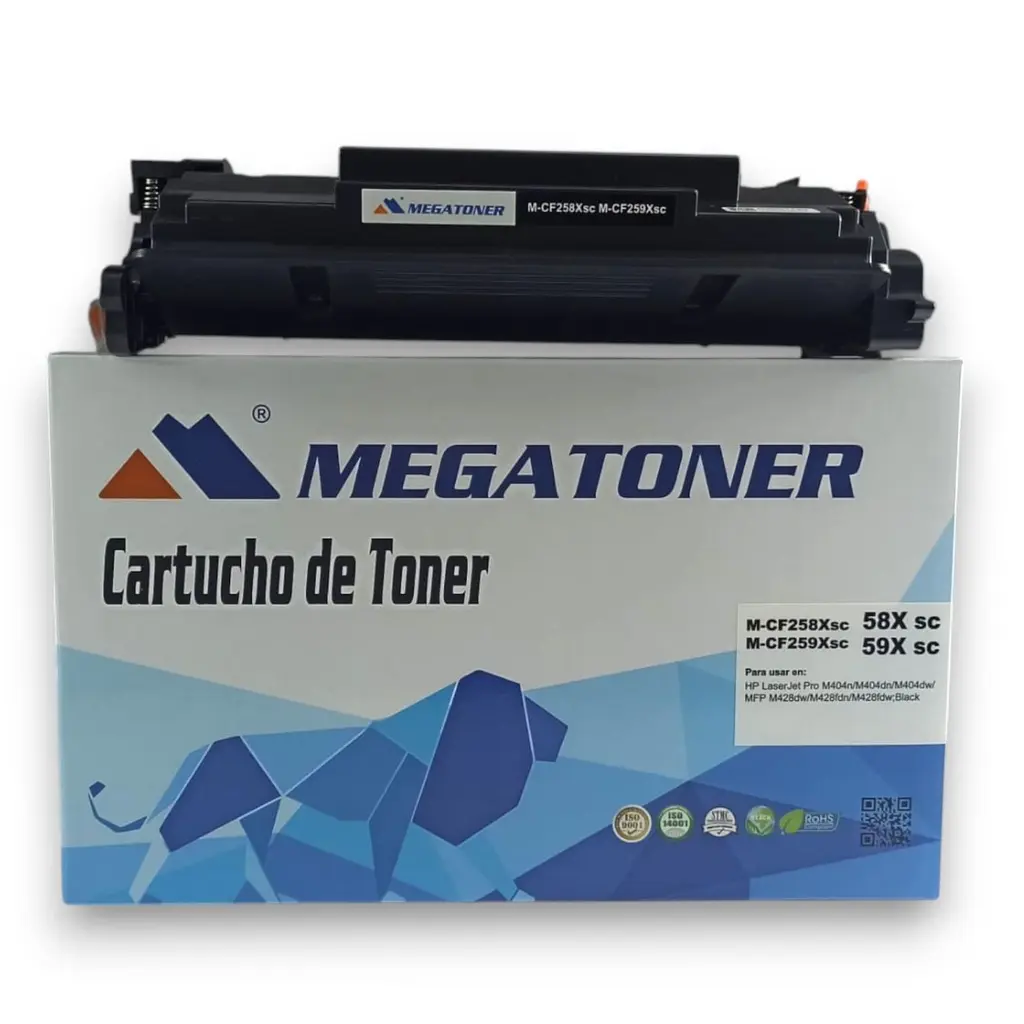 Tóner HP 58X Negro Sin Chip CF258X Compatible con HP M404, M428 | Megatoner