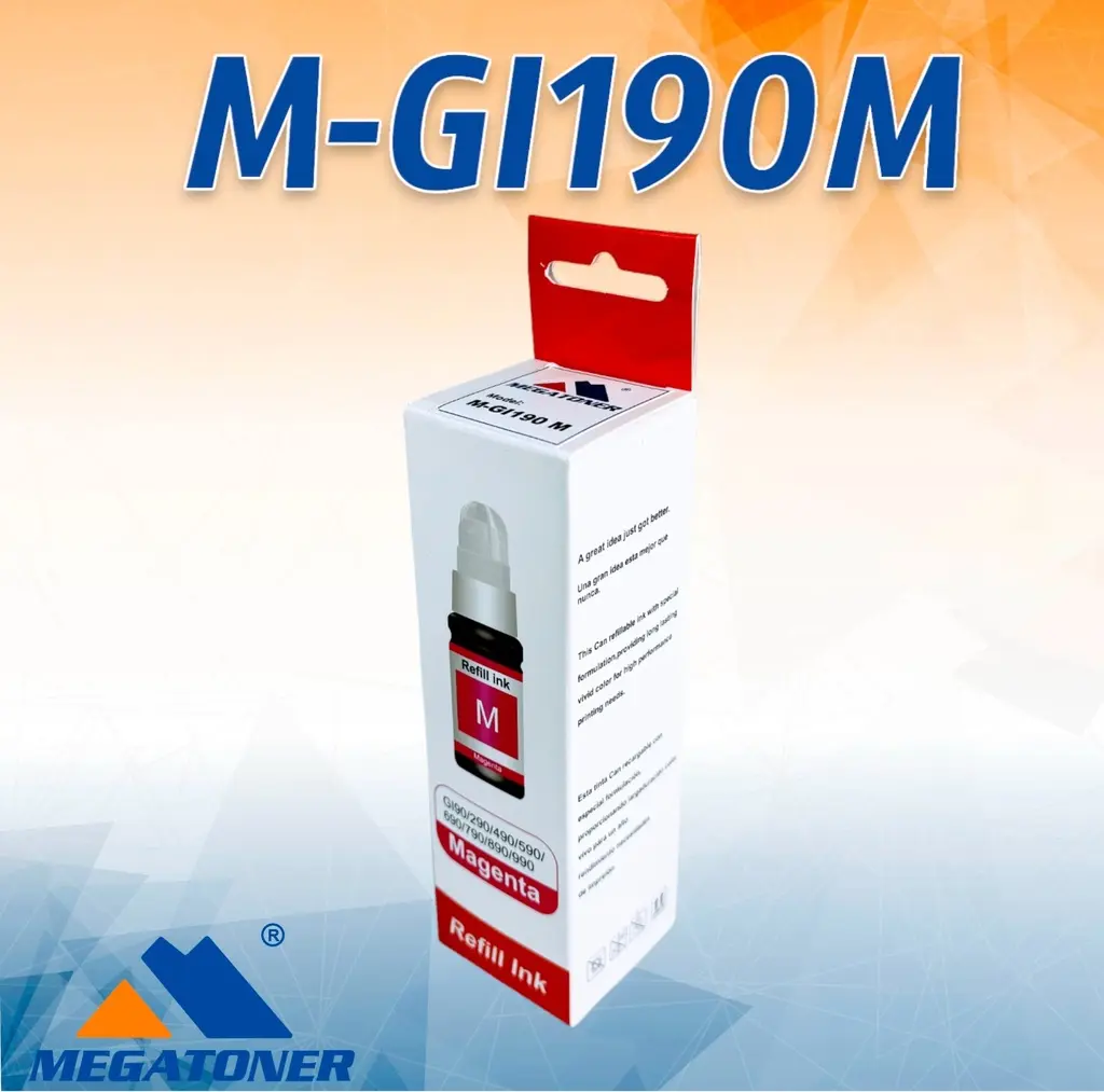 [226003] Botella de Tinta GI190 Magenta Compatible con Canon G1100 G2100 G3100 G4100 | Megatoner