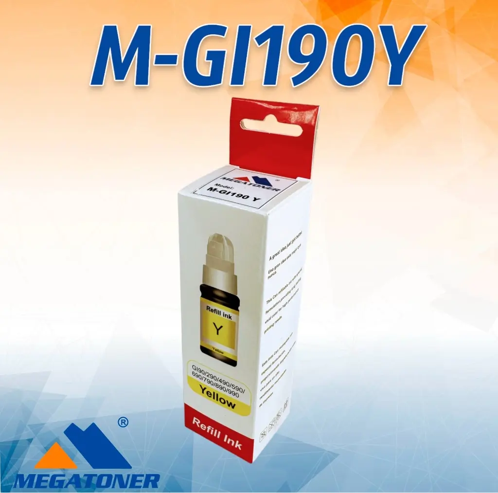 [226004] Botella de Tinta GI190 Amarillo Compatible con Canon G1100 G2100 G3100 G4100 | Megatoner