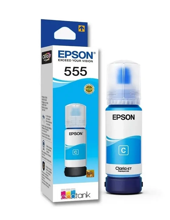 [215102] Botella de Tinta Epson 555 Cian T555220-AL 70 ml  L3150 L8160 L8180 | Original
