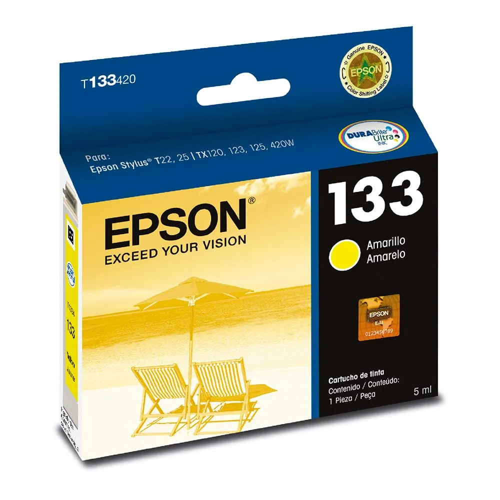 Cartucho de Tinta Epson 133 Amarillo T133420  | Original