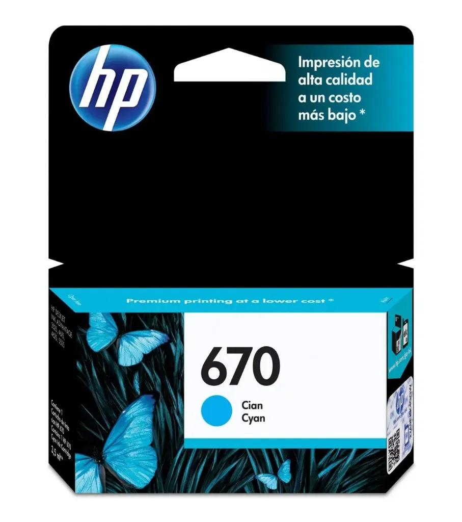 [211032] Cartucho de Tinta HP 670 Cyan (CZ114AL) - Original