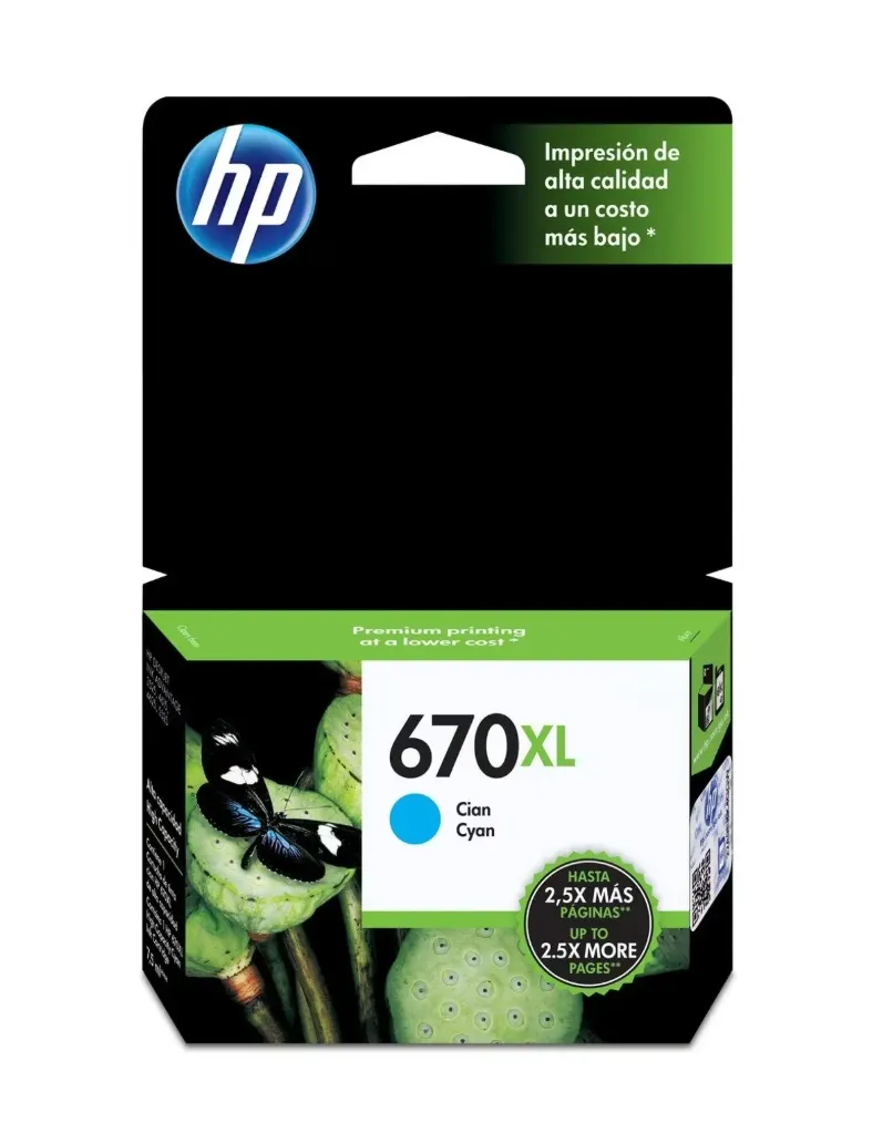 [211049] Cartucho de Tinta HP 670XL Cyan (CZ118AL) | Original