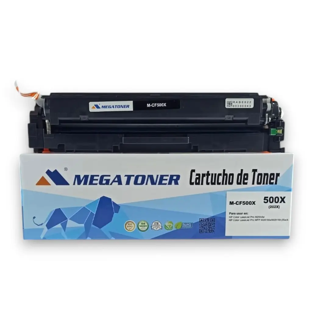 Tóner HP 202X Negro CF500X Compatible con HP Color LaserJet Pro M254, M280, M281 | Megatoner