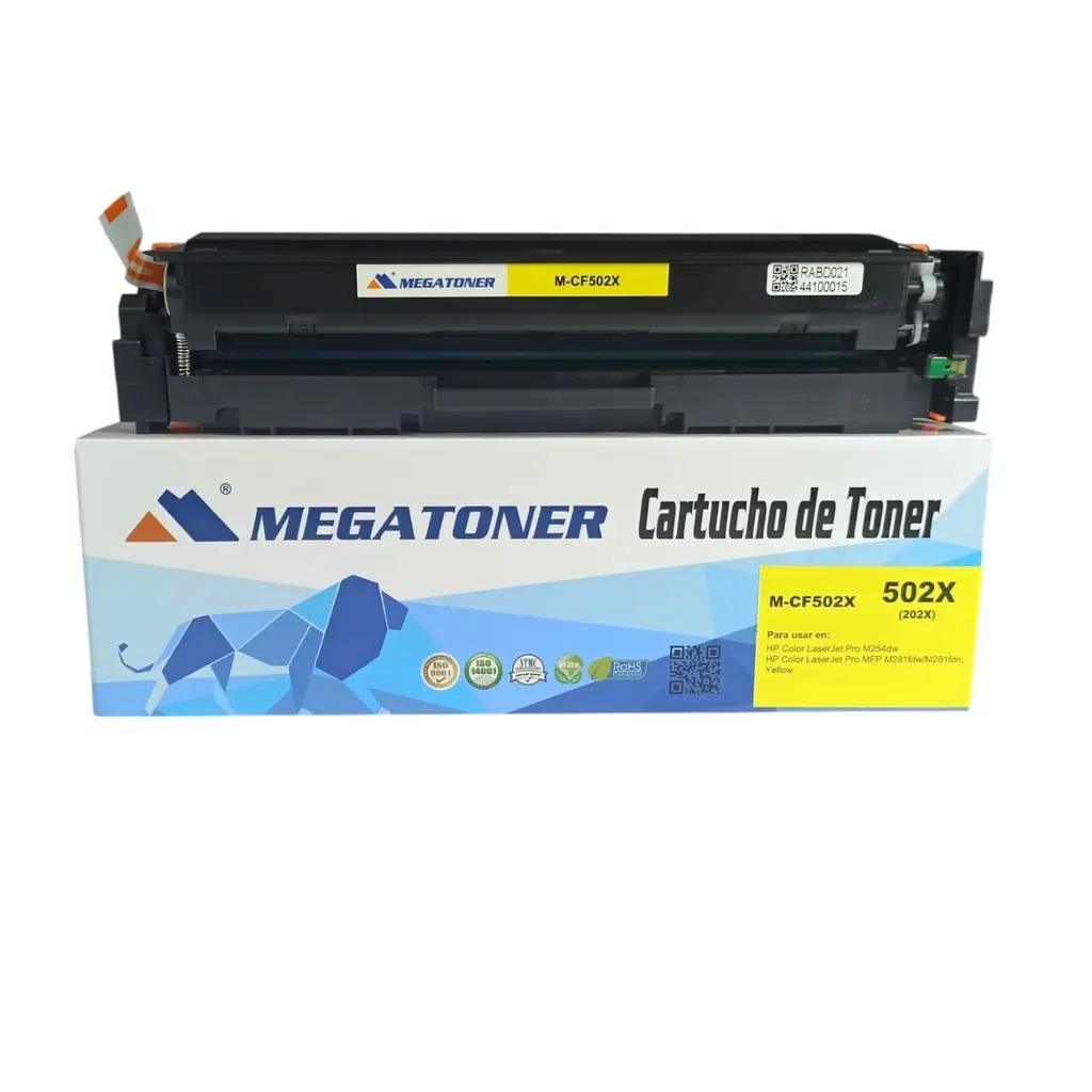 [121157] Tóner HP 202X Amarillo CF502X Compatible con HP M254, M281 | Megatoner