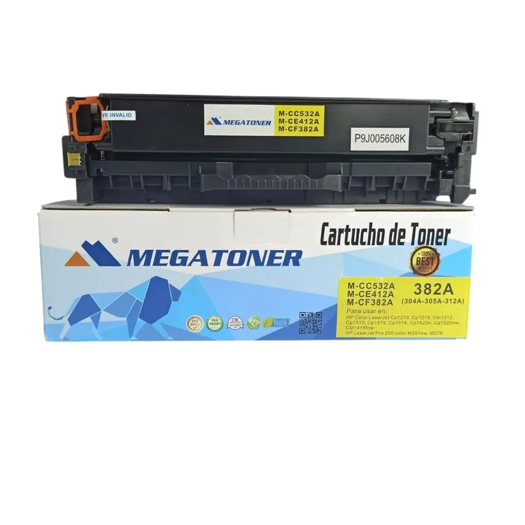[121137] Tóner HP 304A/305A/312A Amarillo CC532A/CE412A/CF382A Compatible con HP CM2320, CP2020, CP2025, 300 M351a, 300 M375nw, 300 M475dn, Printer M451nw, Printer M471dn, M475, M476 | Megatoner
