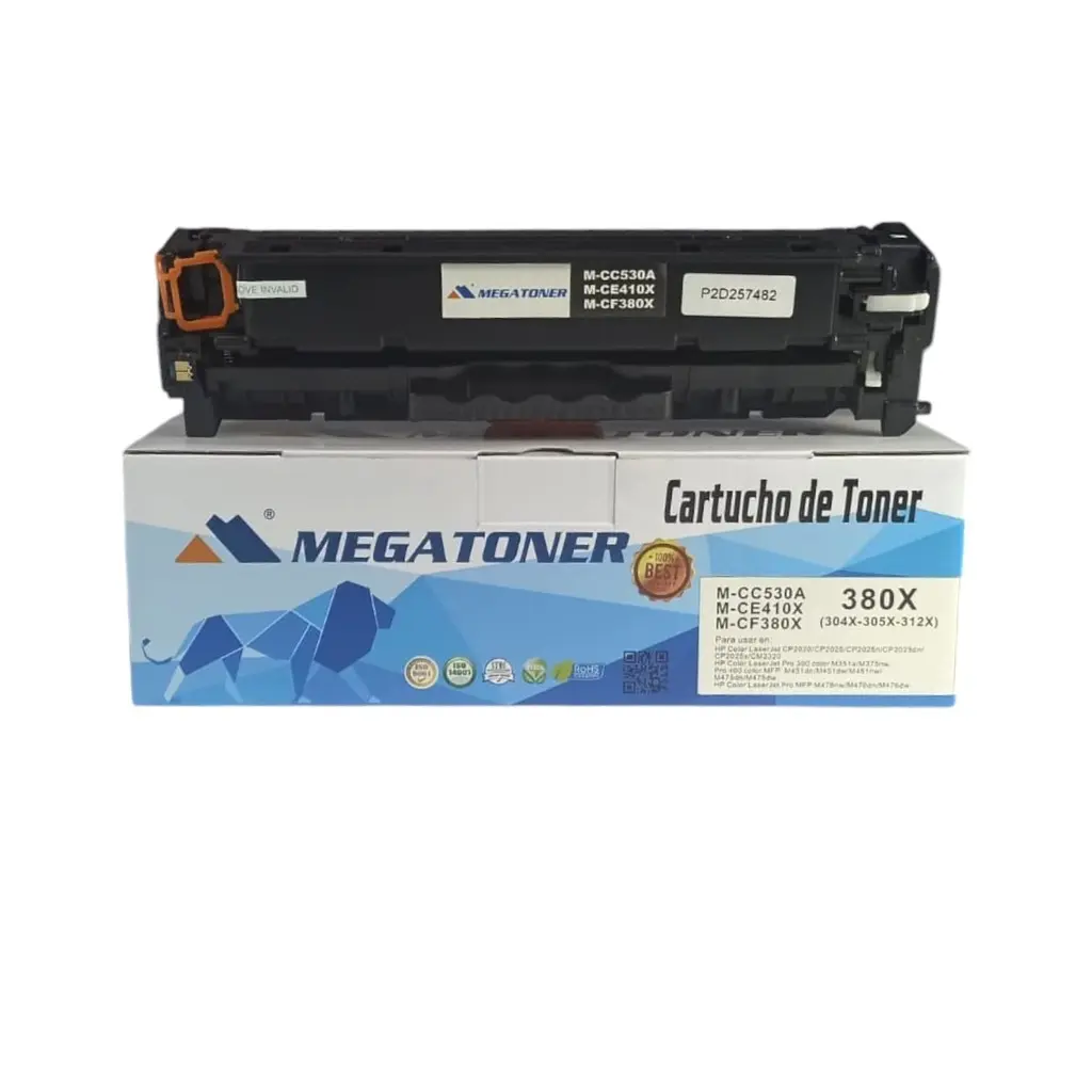 [121135] Tóner HP 304A/305X/312X Negro CC530A/CE410X/CF380X Compatible con HP CP2020, CP2024, CP2025, CP2026, CP2027, CM2320, M2320, 300 M351a, 300 M375nw, M451 | Megatoner