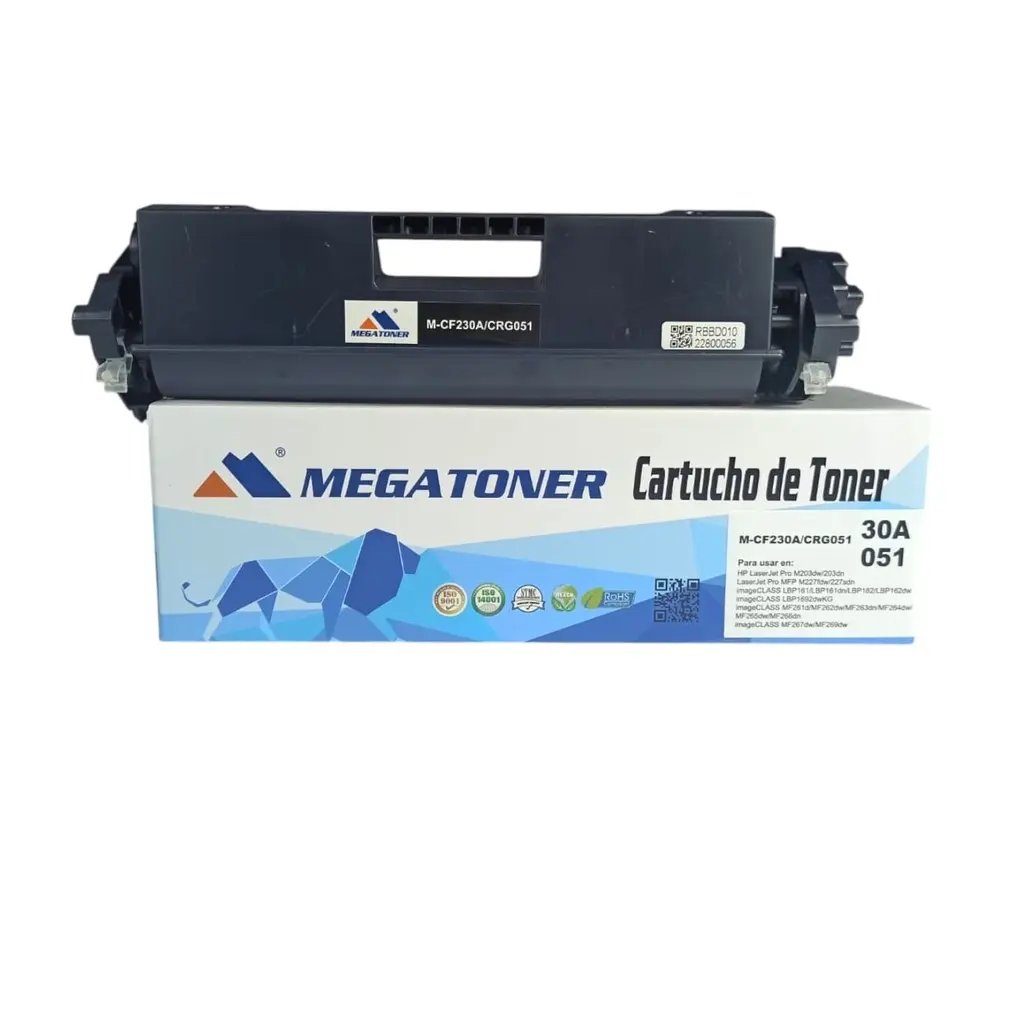 [121143] Tóner HP 30A/051 CF230A/CRG051 Compatible con Canon LBP161, LBP162, LBP1692, MF261, MF262, MF263, MF264, MF265, MF266, MF267, MF269  
HP M203, M227 | Megatoner