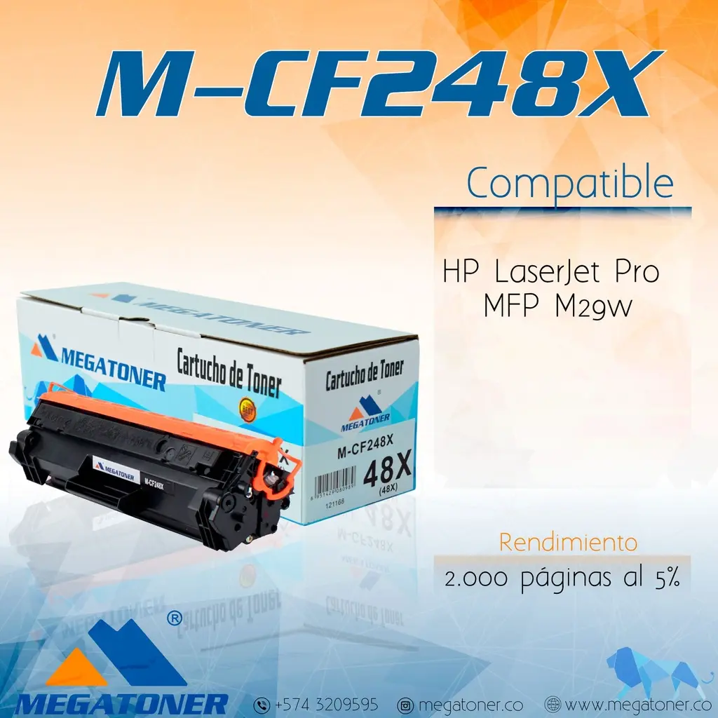 [121168] Tóner HP 48X Negro Con Chip CF248X Compatible con HP M15, M28 | Megatoner