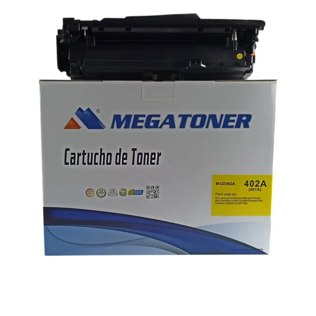 [121086] Tóner HP 507A Amarillo CE402A Compatible con HP 500 M551 | Megatoner