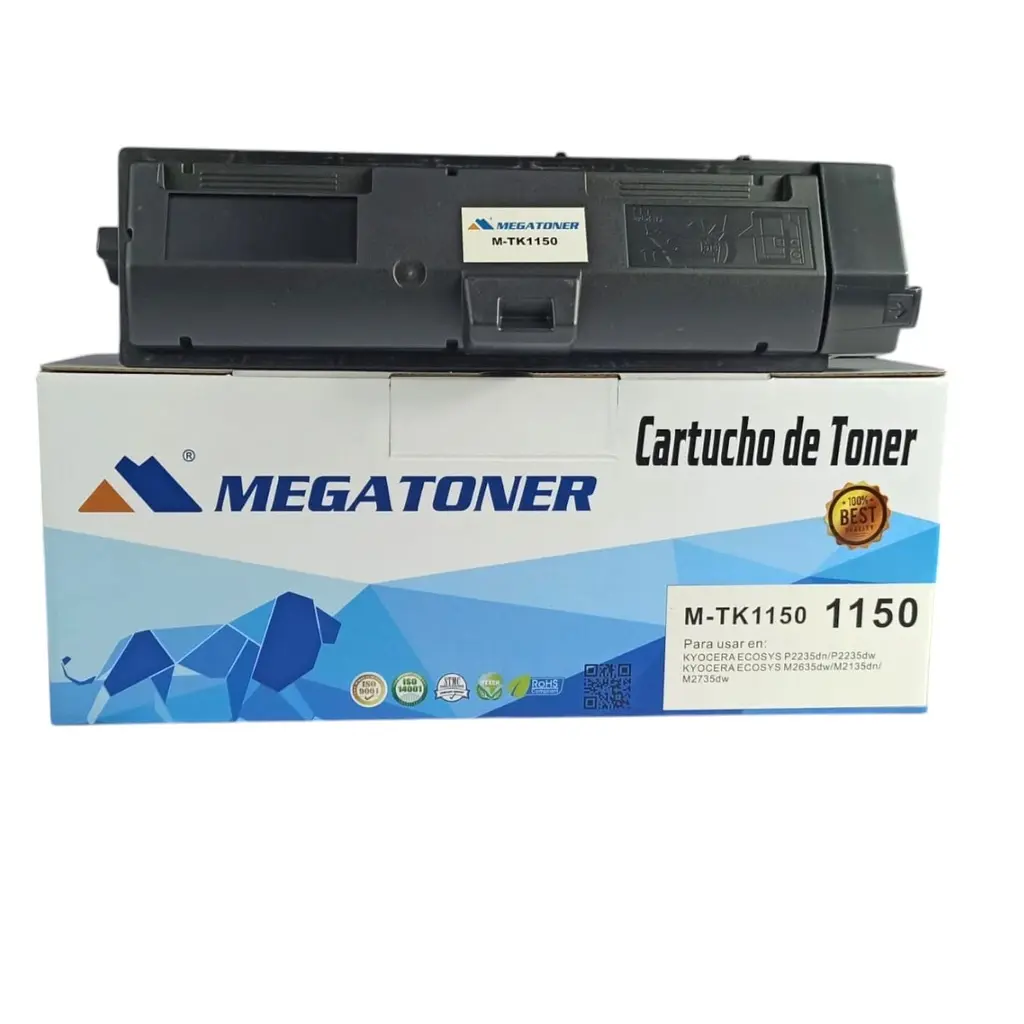 [127020] Tóner Kyocera 1150 MEGATONER Genérico Negro TK1150 Compatible con Kyocera ECOSYS M2135 ECOSYS M2635 ECOSYS M2735 ECOSYS P2235 | Megatoner