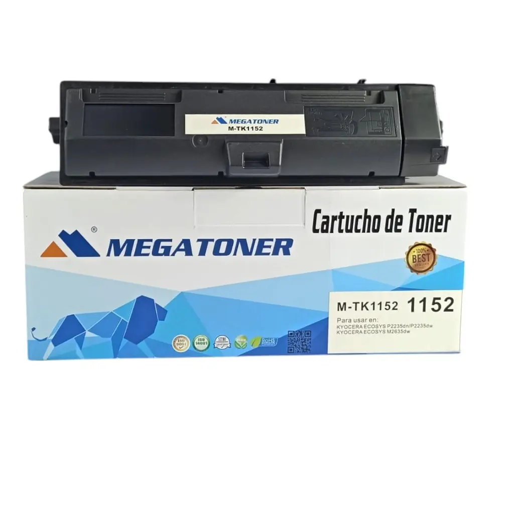 [127022] Tóner Kyocera 1152 MEGATONER Genérico Negro (M-TK1152) Compatible con Kyocera ECOSYS M2135 ECOSYS M2635 ECOSYS M2735 ECOSYS P2235 | Megatoner