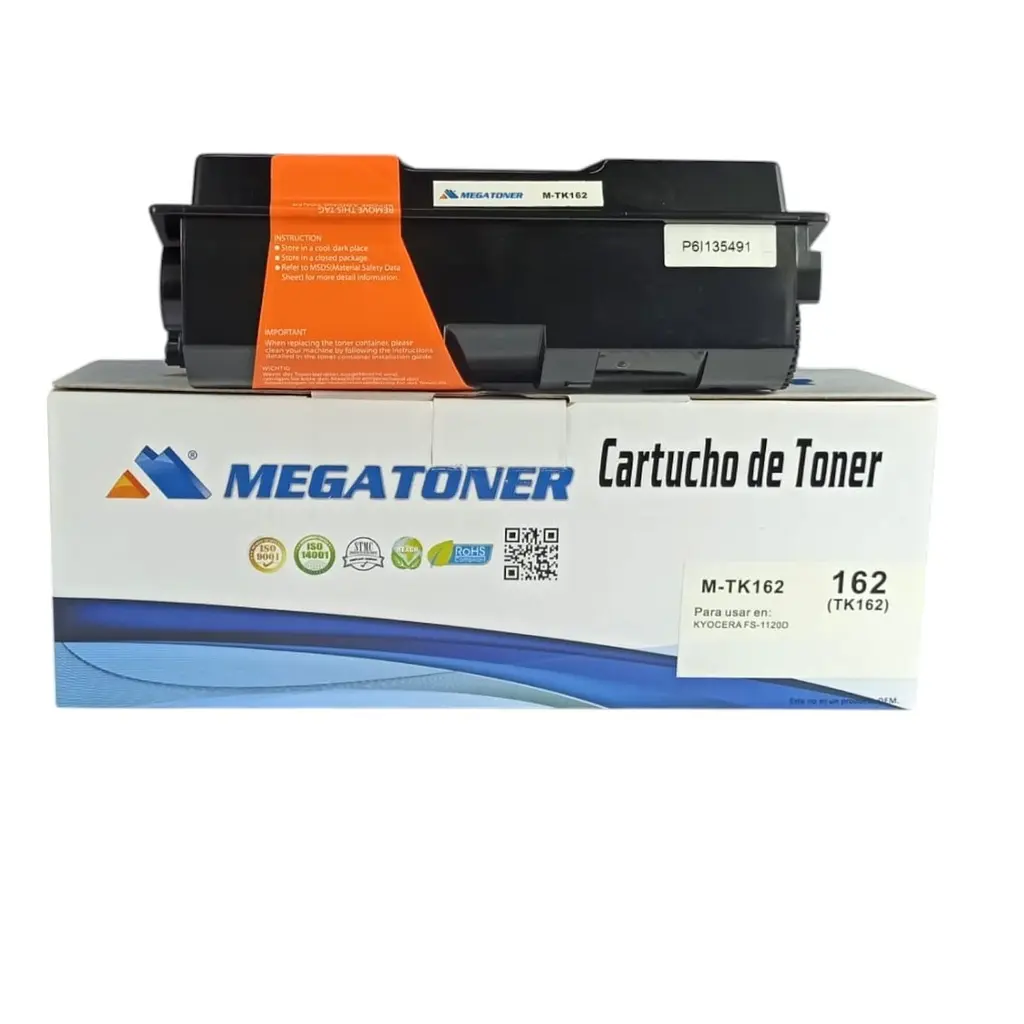 Tóner Kyocera 162 MEGATONER Genérico Negro TK162 Compatible con Kyocera FS-1120D 1120DN P2035d | Megatoner