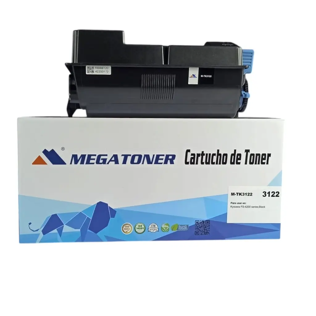 [127012] Tóner Kyocera 3122 MEGATONER Genérico Negro (M-TK3122) Compatible con Kyocera FS-4200 | Megatoner