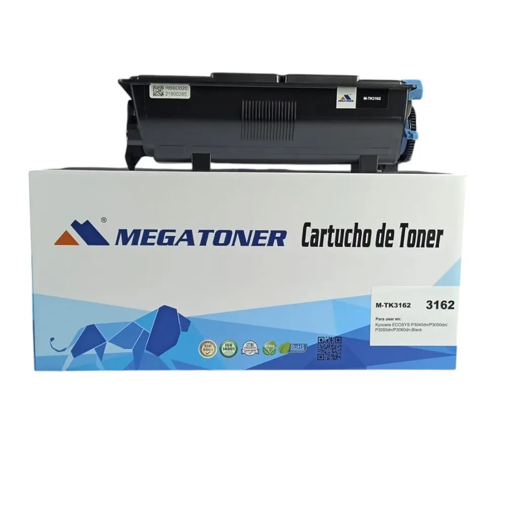 [127016] Tóner Kyocera Negro TK3162 Compatible con Kyocera ECOSYS P3045dn, P3050dn, P3055dn | Megatoner