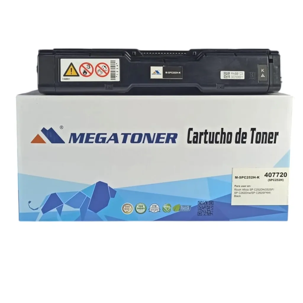 [128021] Tóner Ricoh 252K Negro SPC252H-K Compatible con Ricoh Aficio SP C252, SP C262 | Megatoner
