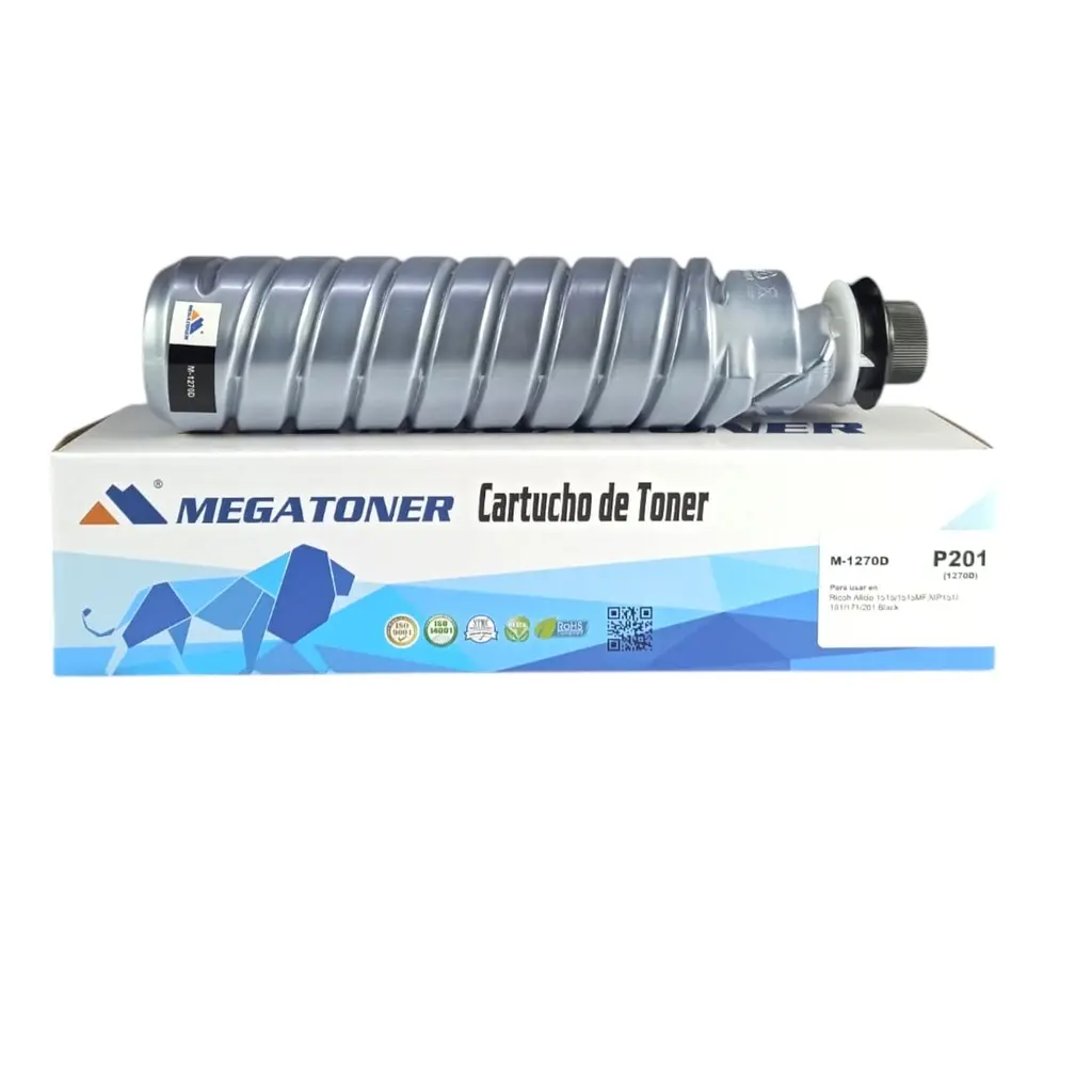 [128001] Tóner Ricoh MP201 MEGATONER Genérico Negro 1270D Compatible con Ricoh Aficio 1515 MP151 161 171 201 | Megatoner