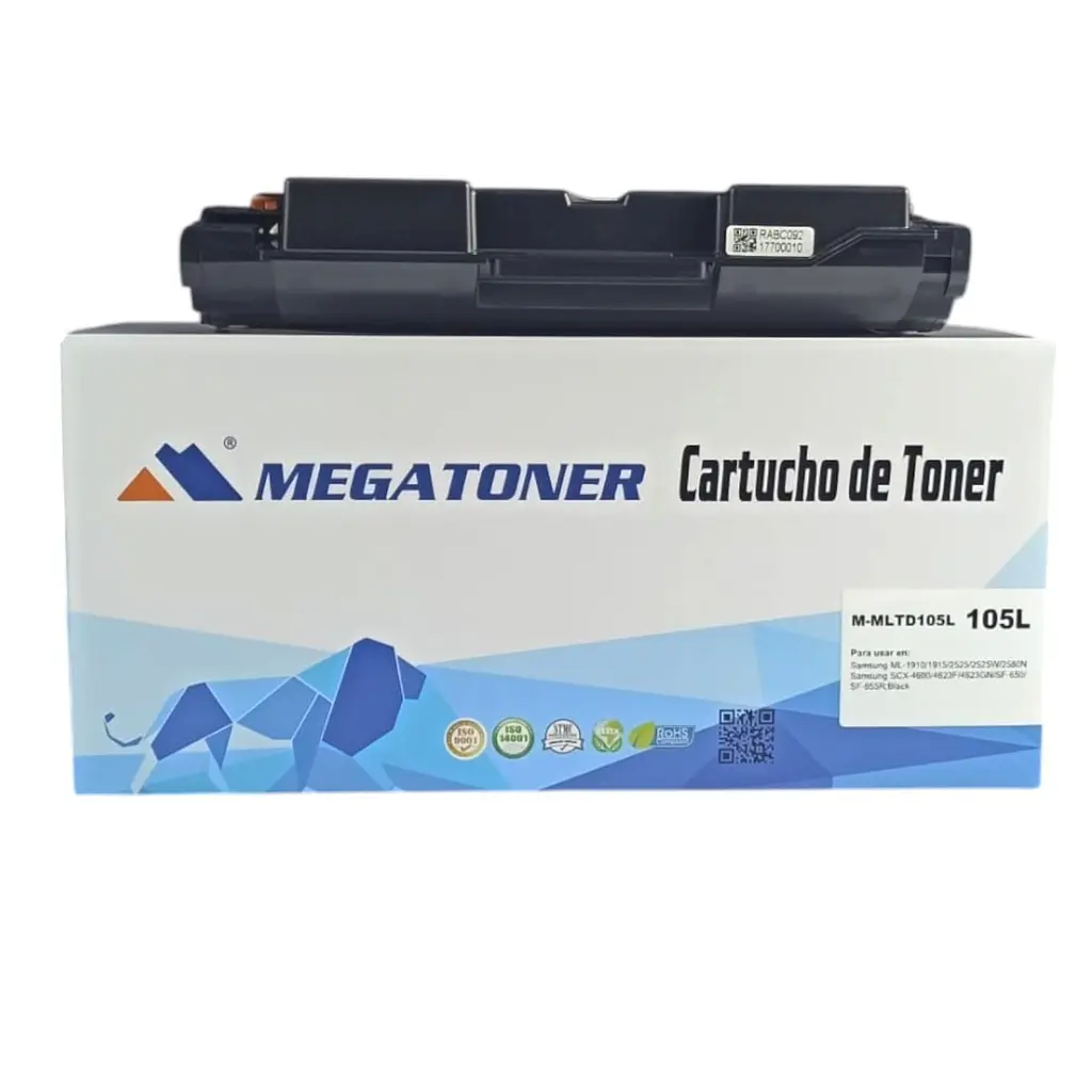 Tóner Samsung MLT-D105L (105L) Negro Compatible con Samsung ML-1910 ML-2525 | Megatoner