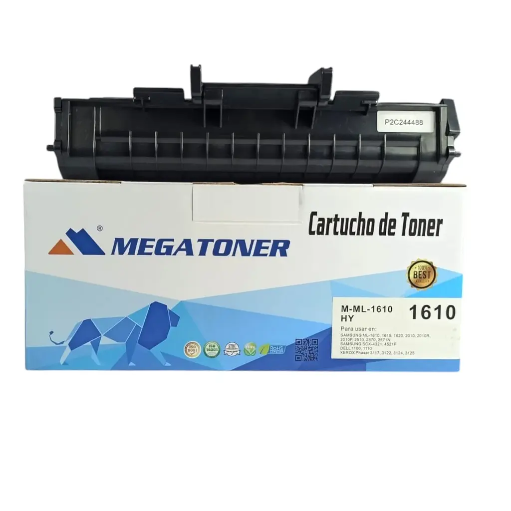 [124002] Tóner Samsung 1610 MEGATONER Genérico Negro ML1610 Compatible con Samsung ML-1610 1620 2010 2510 SCX-4521 y Xerox 3117 3122 | Megatoner