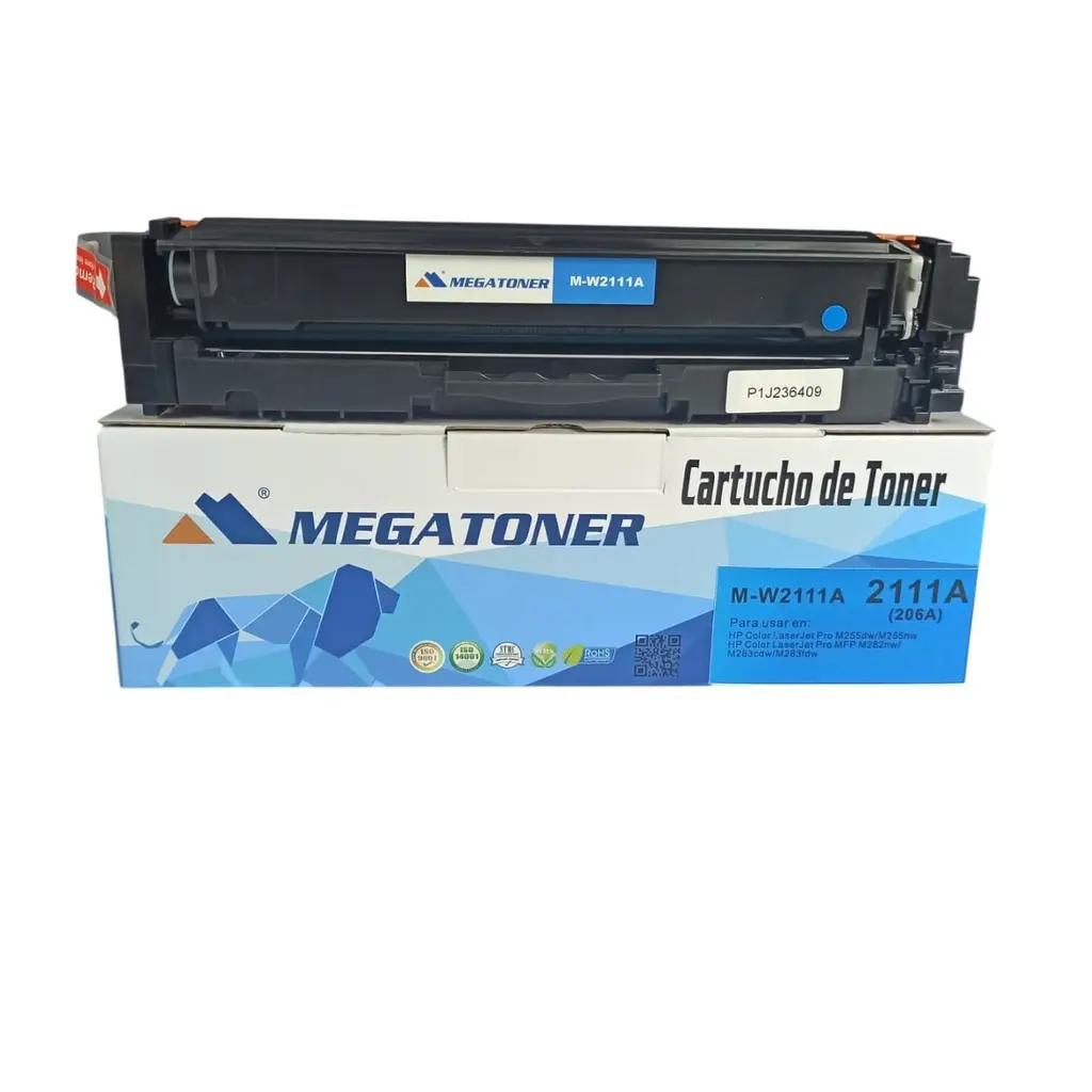 Tóner HP 206A Cian sin chip W2111A Compatible con HP M255, M282, M283 | Megatoner