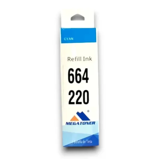 Botella de Tinta Epson 664 Cian T664220 Compatible con Epson L220 L365 L565 | Megatoner